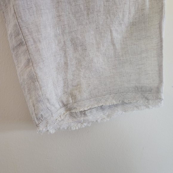 Eileen Fisher 100% Organic Linen Wide Leg Crop Pants Natural Frayed Hem Size XL - Picture 3 of 10